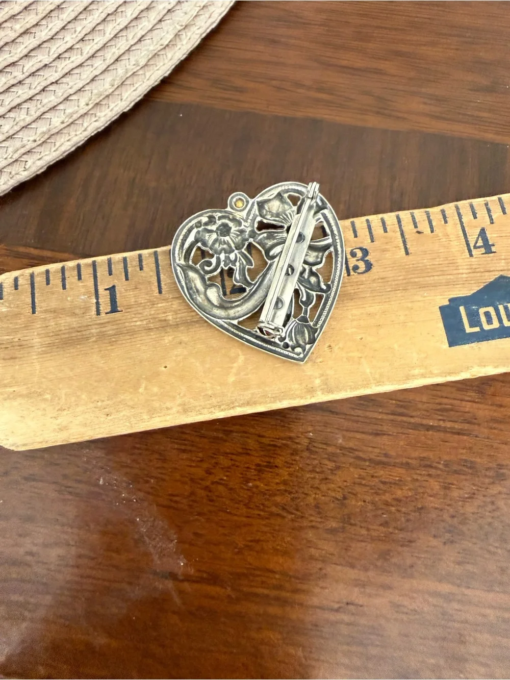 Vintage Silver Tone Heart Brooch